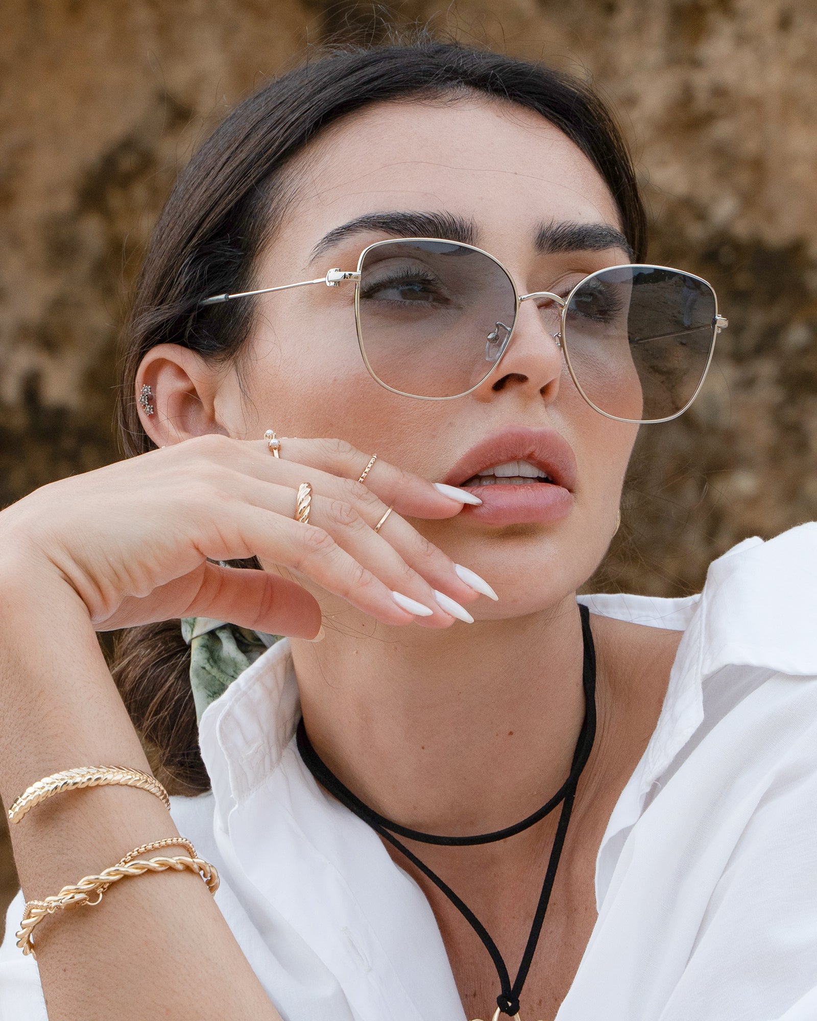 Hatiis Oversized Metal Sunglasses